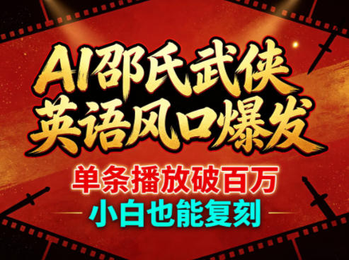 AI邵氏武侠英语风口爆发，单条播放破百万，小白也能复刻-创业网 - 最新网络创业项目与实战营销教程平台 | cye.cc