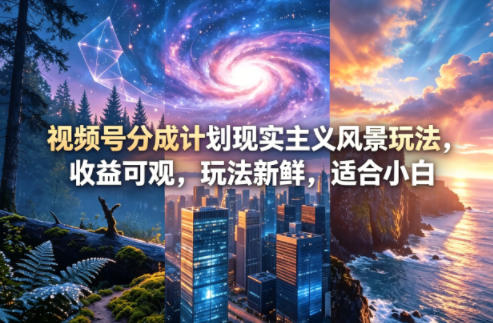 视频号分成计划现实主义风景玩法，收益可观，玩法新鲜，适合小白-创业网 - 最新网络创业项目与实战营销教程平台 | cye.cc