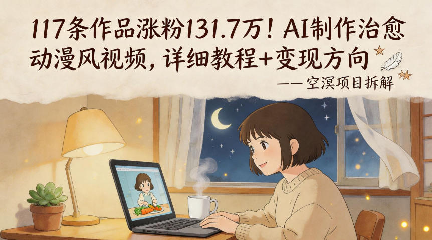 117条作品涨粉131.7W！AI制作治愈动漫风视频，详细教程+变现方向-创业网 - 最新网络创业项目与实战营销教程平台 | cye.cc