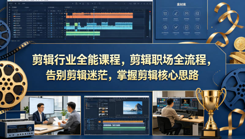 剪辑行业全能课程，剪辑职场全流程，告别剪辑迷茫，掌握剪辑核心思路-创业网 - 最新网络创业项目与实战营销教程平台 | cye.cc