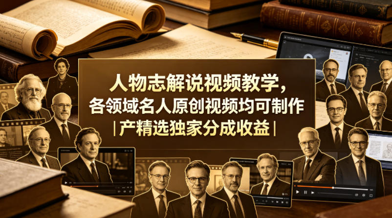 人物志解说视频教学，各领域名人原创视频均可制作丨精选独家分成收益(更新0430)-创业网 - 最新网络创业项目与实战营销教程平台 | cye.cc
