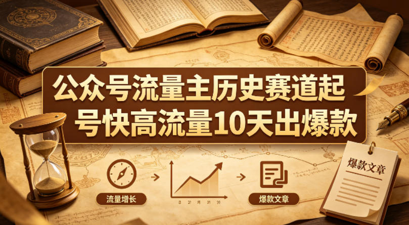 公众号流量主之历史赛道，起号快+高流量，10天就能出爆款！-创业网 - 最新网络创业项目与实战营销教程平台 | cye.cc