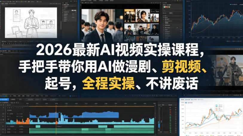 2026最新AI视频实操课程，手把手带你用AI做漫剧、剪视频、起号，全程实操、不讲废话-创业网 - 最新网络创业项目与实战营销教程平台 | cye.cc