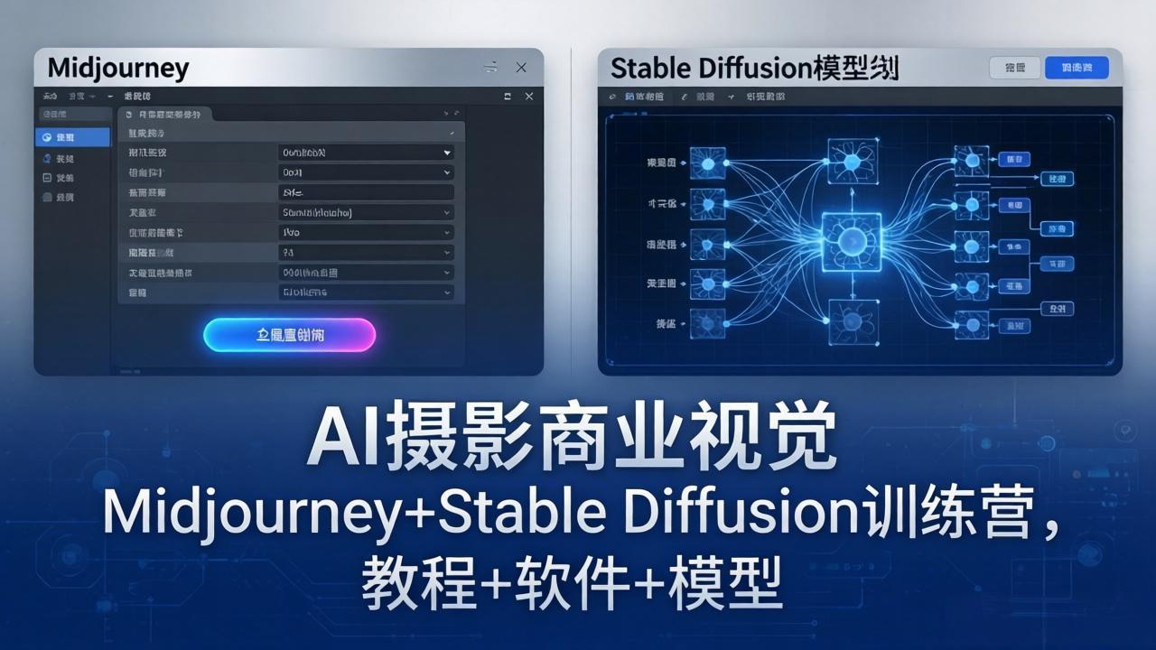 AI摄影商业视觉Midjourney+Stable Diffusion训练营，教程+软件+模型-创业网 - 最新网络创业项目与实战营销教程平台 | cye.cc