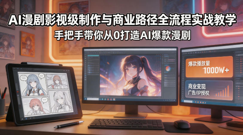 AI漫剧影视级制作与商业路径全流程实战教学，手带你从0打造AI爆款漫剧-创业网 - 最新网络创业项目与实战营销教程平台 | cye.cc