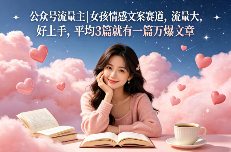 公众号流量主女孩情感文案赛道，流量大，好上手，平均3篇就有一篇万爆文章-创业网 - 最新网络创业项目与实战营销教程平台 | cye.cc