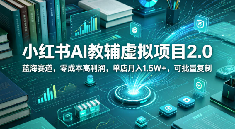 小红书AI教辅虚拟项目2.0，蓝海赛道，零成本高利润，单店月入1.5W+，可批量复制-创业网 - 最新网络创业项目与实战营销教程平台 | cye.cc