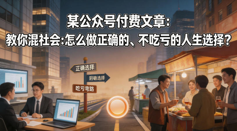 某公众号付费文章：教你混社会：怎么做正确的、不吃亏的人生选择？-创业网 - 最新网络创业项目与实战营销教程平台 | cye.cc