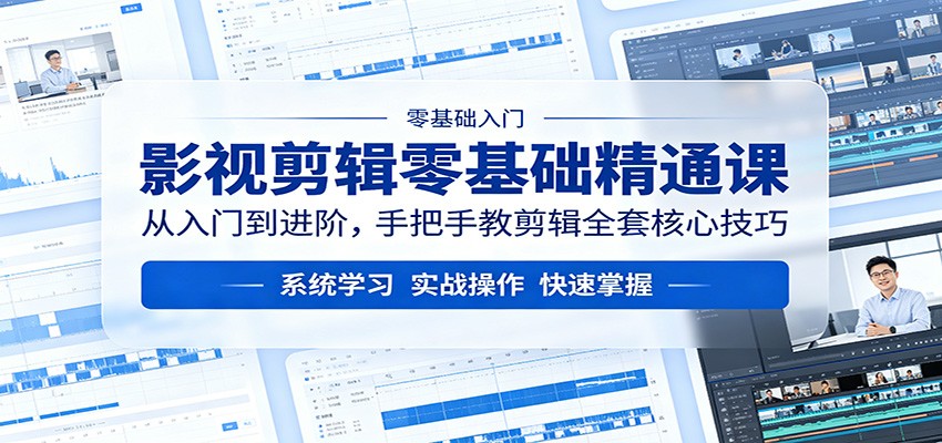 影视剪辑零基础精通课：从入门到进阶，手把手教剪辑全套核心技巧-创业网 - 最新网络创业项目与实战营销教程平台 | cye.cc