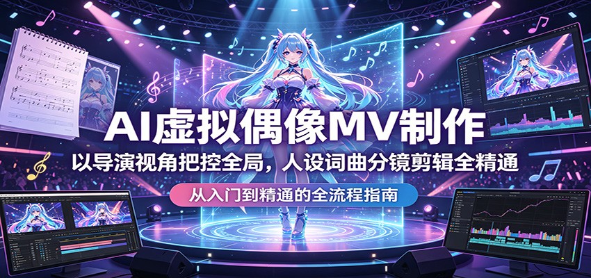 AI虚拟偶像MV制作：以导演视角把控全局，人设词曲分镜剪辑全精通-创业网 - 最新网络创业项目与实战营销教程平台 | cye.cc