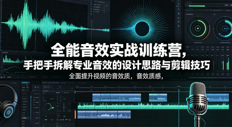 全能音效实战训练营，手把手拆解专业音效的设计思路与剪辑技巧，全面提升视频的音效质感-创业网 - 最新网络创业项目与实战营销教程平台 | cye.cc