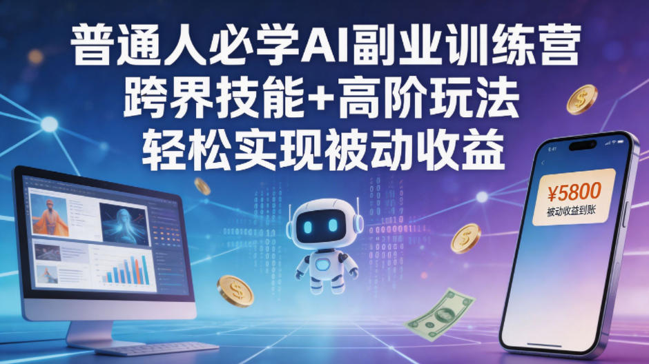 普通人必学AI副业训练营跨界技能+高阶玩法轻松实现被动收益-创业网 - 最新网络创业项目与实战营销教程平台 | cye.cc