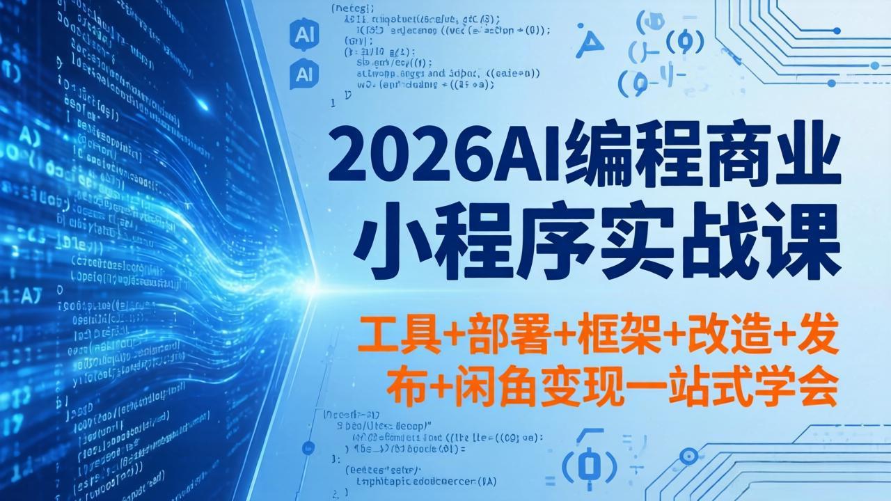 2026AI编程商业小程序实战课，工具+部署+框架+改造+发布+闲鱼变现一站式学会-创业网 - 最新网络创业项目与实战营销教程平台 | cye.cc
