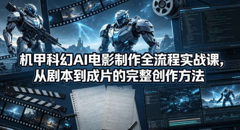 机甲科幻AI电影制作全流程实战课，从剧本到成片的完整创作方法-创业网 - 最新网络创业项目与实战营销教程平台 | cye.cc
