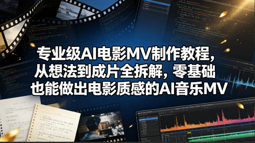 专业级AI电影MV制作教程，从想法到成片全拆解，零基础也能做出电影质感的AI音乐MV-创业网 - 最新网络创业项目与实战营销教程平台 | cye.cc