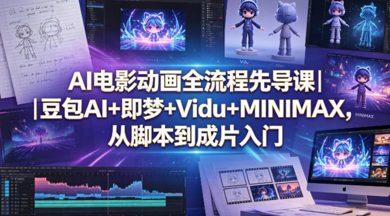 AI电影动画全流程先导课｜豆包AI+即梦+Vidu+MINIMAX，从脚本到成片入门-创业网 - 最新网络创业项目与实战营销教程平台 | cye.cc
