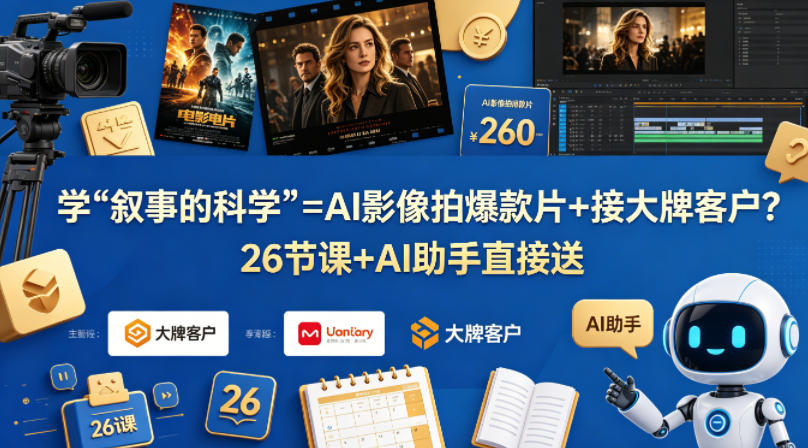 学《叙事的科学》=AI影像拍爆款片+接大牌客户？26节课+AI助手直接送【原创双语字幕】-创业网 - 最新网络创业项目与实战营销教程平台 | cye.cc