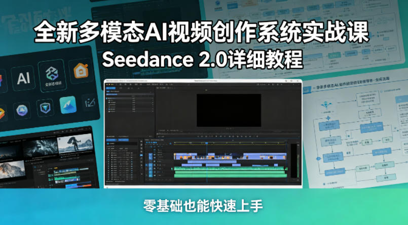 全新多模态AI视频创作系统实战课，Seedance 2.0详细教程，零基础也能快速上手-创业网 - 最新网络创业项目与实战营销教程平台 | cye.cc