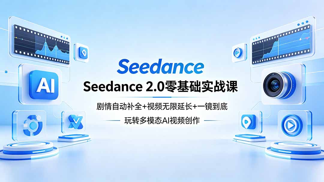 Seedance 2.0零基础实战课：剧情自动补全+视频无限延长+一镜到底：玩转多模态AI视频创作-创业网 - 最新网络创业项目与实战营销教程平台 | cye.cc