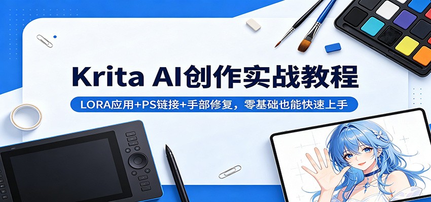 Krita AI创作实战教程：LORA应用+PS链接+手部修复，零基础也能快速上手-创业网 - 最新网络创业项目与实战营销教程平台 | cye.cc