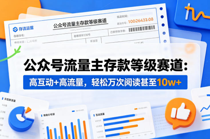 公众号流量主之存款等级赛道，高互动+高流量，轻松达到万次阅读，甚至10w+-创业网 - 最新网络创业项目与实战营销教程平台 | cye.cc