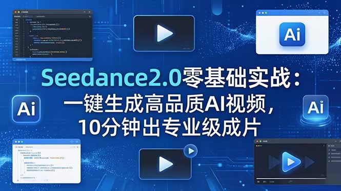 Seedance2.0零基础实战：一键生成高品质AI视频，10分钟出专业级成片-创业网 - 最新网络创业项目与实战营销教程平台 | cye.cc