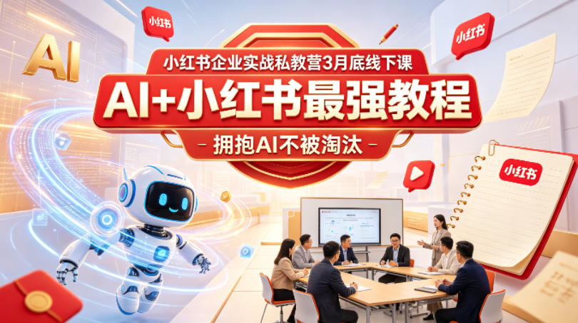 小红书企业实战私教营3月底线下课，AI+小红书最强教程，拥抱AI不被淘汰-创业网 - 最新网络创业项目与实战营销教程平台 | cye.cc