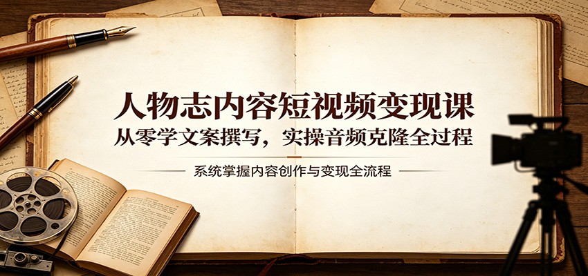 人物志内容短视频变现课：从零学文案撰写，实操音频克隆全过程-创业网 - 最新网络创业项目与实战营销教程平台 | cye.cc