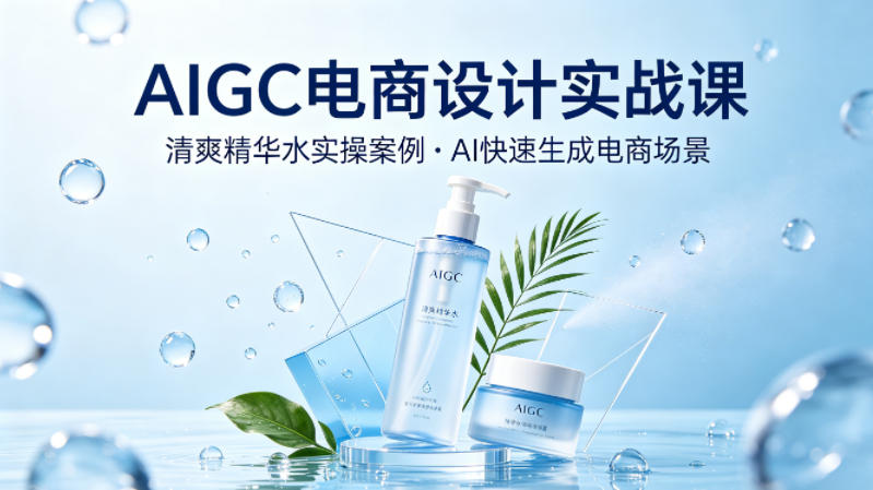 AIGC电商设计实战课，以清爽精华水为实操案例，教你用AI快速生成电商场景-创业网 - 最新网络创业项目与实战营销教程平台 | cye.cc