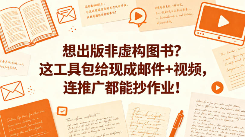 想出版非虚构图书？这工具包给现成邮件+视频，连推广都能抄作业！【原创双语字幕】-创业网 - 最新网络创业项目与实战营销教程平台 | cye.cc