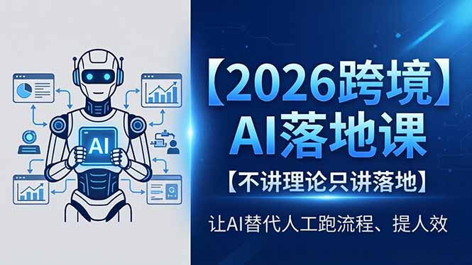 2026跨境AI落地课，不讲理论只讲落地，让AI替代人工跑流程、提人效-创业网 - 最新网络创业项目与实战营销教程平台 | cye.cc