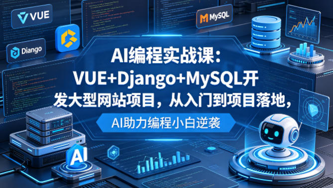 AI编程实战课：VUE+Django+MySQL开发大型网站项目，从入门到项目落地，AI助力编程小白逆袭-创业网 - 最新网络创业项目与实战营销教程平台 | cye.cc