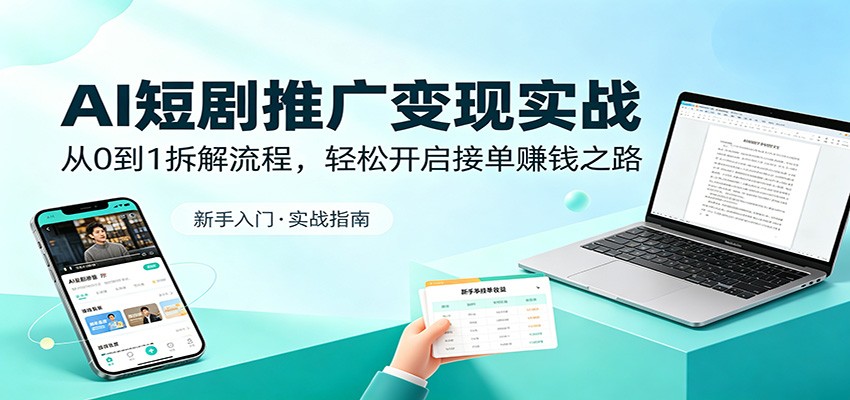 AI短剧推广变现实战：从0到1拆解流程，轻松开启接单赚钱之路-创业网 - 最新网络创业项目与实战营销教程平台 | cye.cc