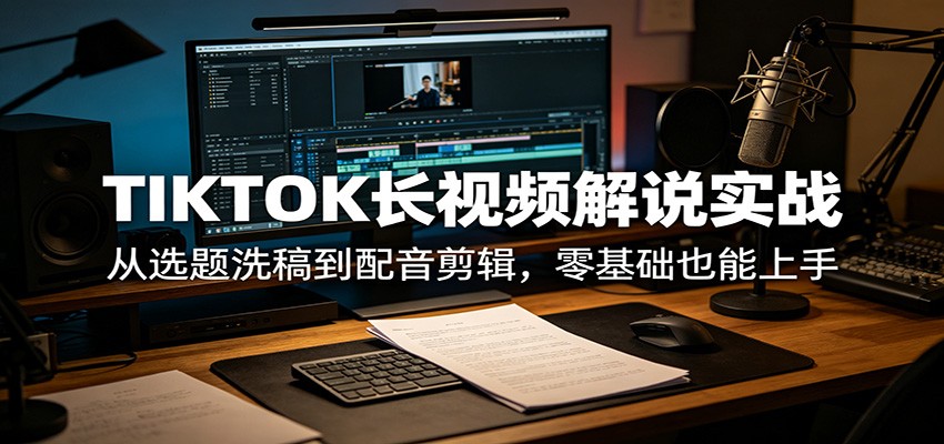 TIKTOK长视频解说实战：从选题洗稿到配音剪辑，零基础也能上手-创业网 - 最新网络创业项目与实战营销教程平台 | cye.cc