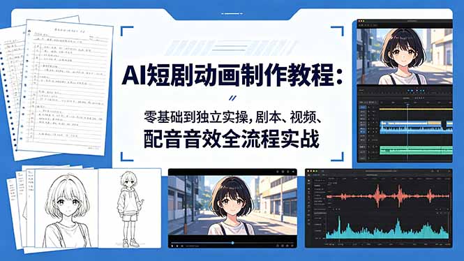 AI短剧动画制作教程：零基础到独立实操，剧本、视频、配音音效全流程实战-创业网 - 最新网络创业项目与实战营销教程平台 | cye.cc
