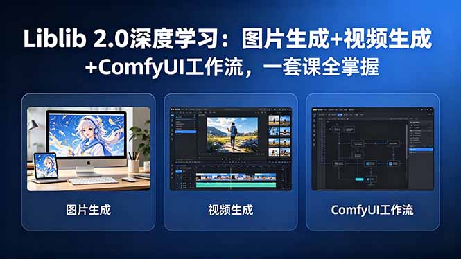 Liblib 2.0深度学习：图片生成+视频生成+ComfyUI工作流，一套课全掌握-创业网 - 最新网络创业项目与实战营销教程平台 | cye.cc