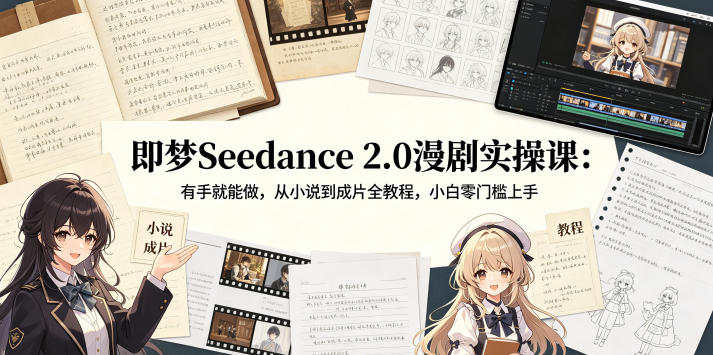 即梦Seedance 2.0漫剧实操课：有手就能做，从小说到成片全教程，小白零门槛上手-创业网 - 最新网络创业项目与实战营销教程平台 | cye.cc