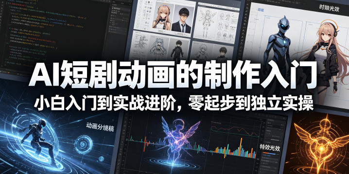 AI短剧动画的制作入门，小白入门到实战进阶，零起步到独立实操-创业网 - 最新网络创业项目与实战营销教程平台 | cye.cc