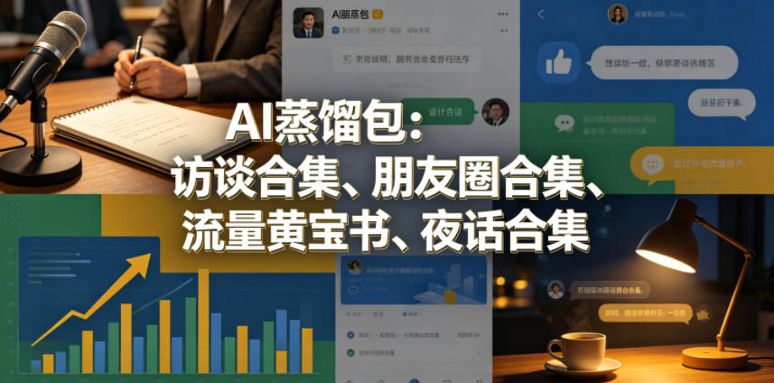 AI蒸馏包：访谈合集、朋友圈合集、流量黄宝书、夜话合集【文档】-创业网 - 最新网络创业项目与实战营销教程平台 | cye.cc