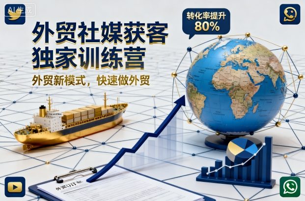 外贸社媒获客独家训练营，外贸新模式，快速做外贸(更新26年4月)-创业网 - 最新网络创业项目与实战营销教程平台 | cye.cc