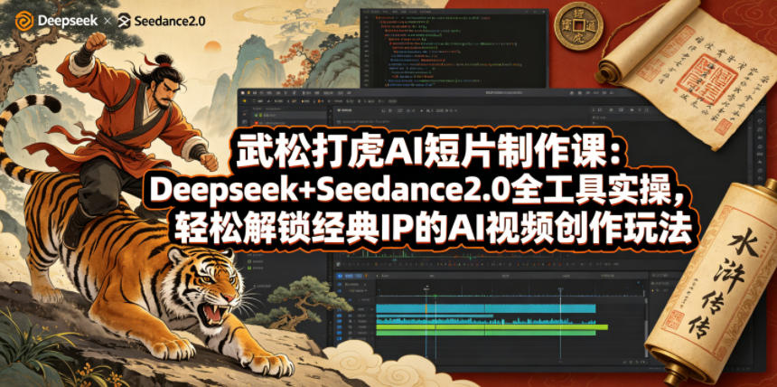 武松打虎AI短片制作课：Deepseek+Seedance2.0全工具实操，轻松解锁经典IP的AI视频创作玩法-创业网 - 最新网络创业项目与实战营销教程平台 | cye.cc