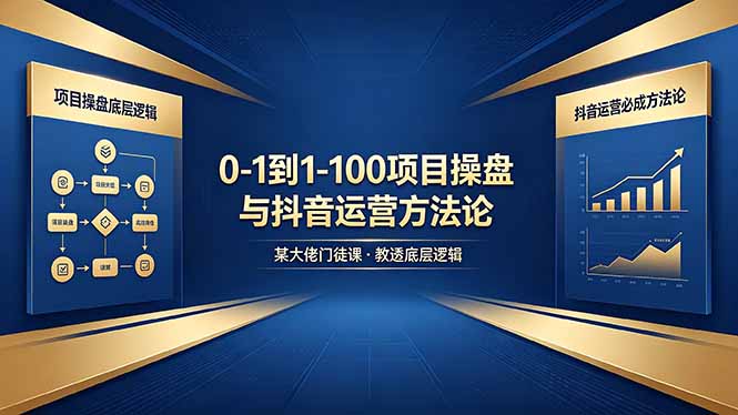 0-1到1-100怎么建？某大佬门徒课教透项目操盘底层逻辑+抖音运营必成方法论-创业网 - 最新网络创业项目与实战营销教程平台 | cye.cc
