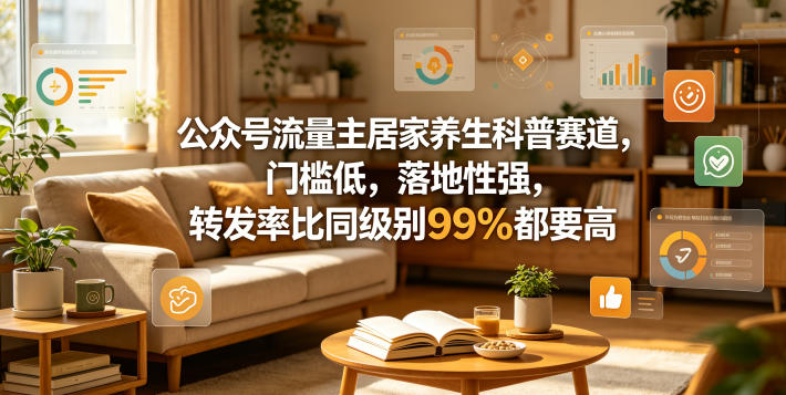 公众号流量主居家养生科普赛道，门槛低，落地性强，转发率比同级别99％都要高-创业网 - 最新网络创业项目与实战营销教程平台 | cye.cc