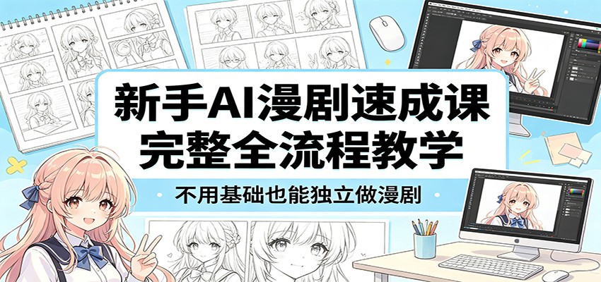 新手AI漫剧速成课：完整全流程教学，不用基础也能独立做漫剧-创业网 - 最新网络创业项目与实战营销教程平台 | cye.cc