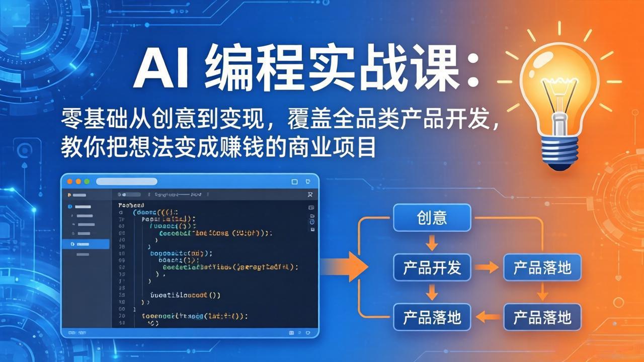 AI编程实战课-第三期-5月9更新：零基础从创意到变现，覆盖全品类产品开发，把想法变成赚钱项目-创业网 - 最新网络创业项目与实战营销教程平台 | cye.cc