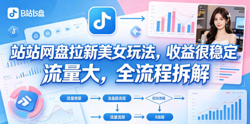 B站网盘拉新美女玩法，收益很稳定，流量大，全流程拆解-创业网 - 最新网络创业项目与实战营销教程平台 | cye.cc