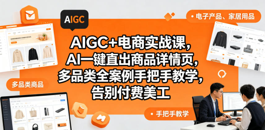 AIGC+电商实战课，AI一键直出商品详情页，多品类全案例手把手教学，告别付费美工-创业网 - 最新网络创业项目与实战营销教程平台 | cye.cc