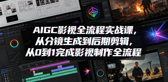 AIGC影视全流程实战课，从分镜生成到后期剪辑，从0到1完成影视制作全流程-创业网 - 最新网络创业项目与实战营销教程平台 | cye.cc