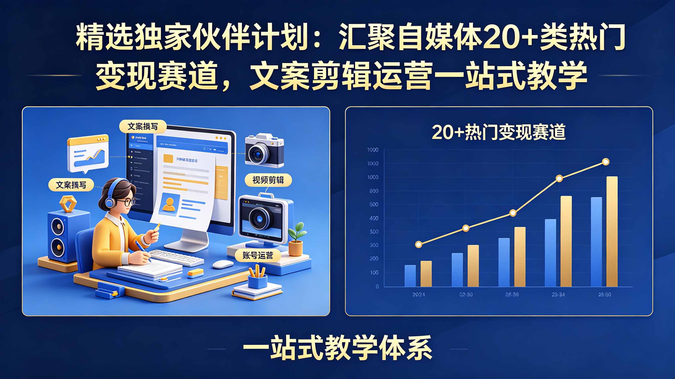 精选独家伙伴计划：汇聚自媒体20+类热门变现赛道，文案剪辑运营一站式教学-创业网 - 最新网络创业项目与实战营销教程平台 | cye.cc