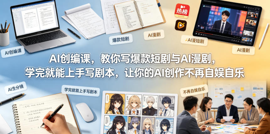 AI创编课，教你写爆款短剧与AI漫剧，学完就能上手写剧本，让你的AI创作不再自娱自乐-创业网 - 最新网络创业项目与实战营销教程平台 | cye.cc